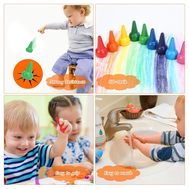 Smlper Jumbo Crayons for Toddlers, 12 Colors Finger Paint Palm Grip Crayons for Babies, Washable Wax Safe for Kids Children Boys and Girls - Image 3
